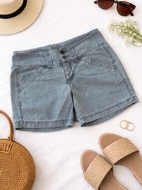 The North Face Vintage Shorts Womens 4 Blue Cotton Hiking Outdoors Camping